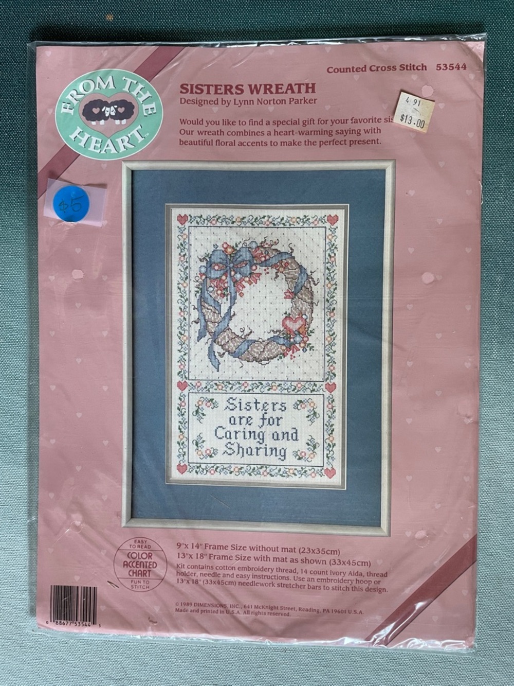 Dimensions Counted Cross Stitch Kit Sisters Wreath Vintage 1989